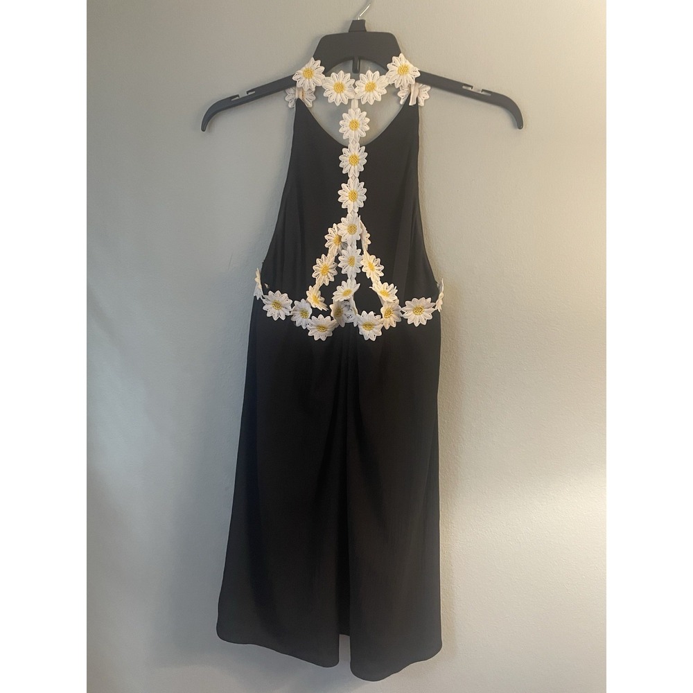 Judith March Black Daisy Dress Sleeveless Summer Casual Party M Y2K‎
